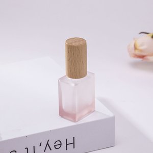 Flacons roll-on en verre de 10 ml personnalisables avec logo couleur, rouleau en acier pour couvercles en bois de bambou, surface givrée, style chinois, pour cosmétiques - Product Image 2