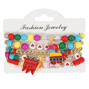 Fashion Jewelry Beaded <b>Bracelets</b> Cinco De Mayo Party Charm Elastic Multi Layer Unisex Jewelry <b>Set</b> Made In China - Product Image 6