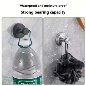 Crochet de ventouse en acier inoxydable en métal non perforé sans couture solide crochet de vêtements à suspendre au mur pour la cuisine - Product Image 2