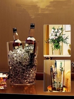 Seau à glace transparent en plastique pour bière, vin, boissons, fruits – Glacière double bouteille pour club, extérieur, mariage, fête, bar, pique-nique