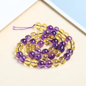 High Quality Synthetic Amethyst Citrine Ametrine 4 6 8 10 12mm Diy Accessories Design Necklace For Jewelry Making