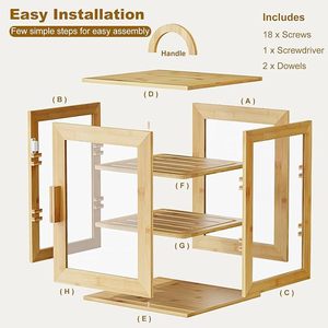 กล่องขนมปังไม้หยุนชู 12.6x12.6x16.5 นิ้ว กล่องเก็บขนมปังและขนมอบแบบใส - Product Image 3