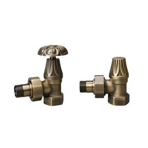European Style Antique Bronze Angle Valve 1/2 Brass <b>Thermostatic</b> Radiator Heating <b>Control</b> Valve Temperature Adjustment - Product Image 1