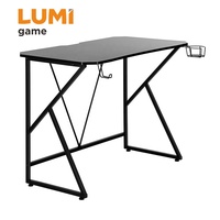 Escritorio de juegos rectangular de con portavasos para auriculares, mesa de juegos grande resistente, escritorio de juegos