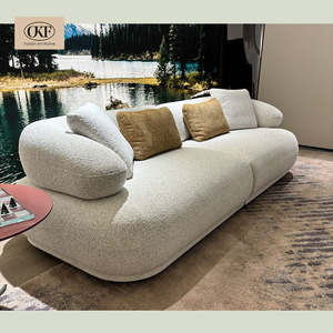 أريكة زاوية عصرية من القماش المخملي الأبيض من OKF، إطار من القطن والكتان، أريكة مريحة قابلة للتعديل مع أرجل خشبية - Product Image 4