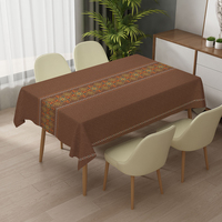 Nappe de table lavable en PVC RNPT marron motif mandala, rouleau de protection antidérapant pour fête