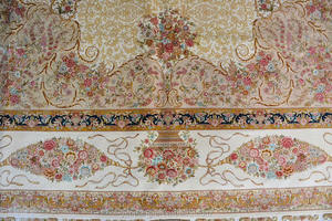 Avorio Beige di Lusso Tappeti per Soggiorno Tappeto di Seta Annodato A Mano Naturale Fatto A Mano Puro Dispersione Stile di Colore Giallo Chiaro - Product Image 3