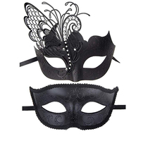 Masque de couple demi-visage en métal pour Halloween et Carnaval de Venise, réutilisable et tendance
