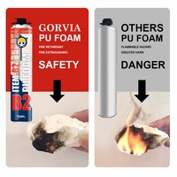 GORVIA ITEM-B2 750ml Mastic PU ignifuge expansible pour isolation et étanchéité des cadres de fenêtres et de portes