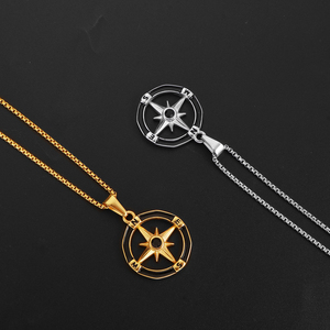 Collar de Acero Inoxidable con Colgante de León y Cadena de Brújula Chapada en Oro Real de 18k, Joyería para Hombre, Estrella del Norte, Guerrero Espartano - Product Image 3