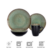 16 Pc Java Vert Glaçure Réactive Grès Ensemble Rond De Luxe Cuisine Céramique Ensembles En Céramique Tasse À Café En Céramique Ensembles De Vaisselle Cuisines