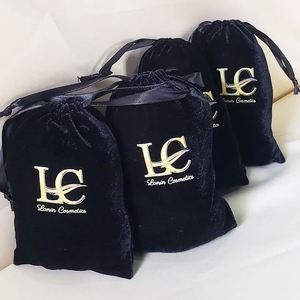 High Quality Velvet Jewellery Pouches Black Color Velvet Gift Bags With Ribbon Reusable Velvet Gift Bag for Packing - Product Image 2