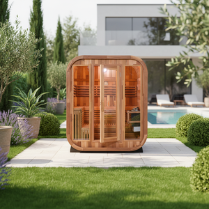 Sauna électrique extérieur traditionnel en cèdre rouge écologique pour villa, 9KW, 4-6 personnes, vapeur humide, réduction de 10% - Product Image 1