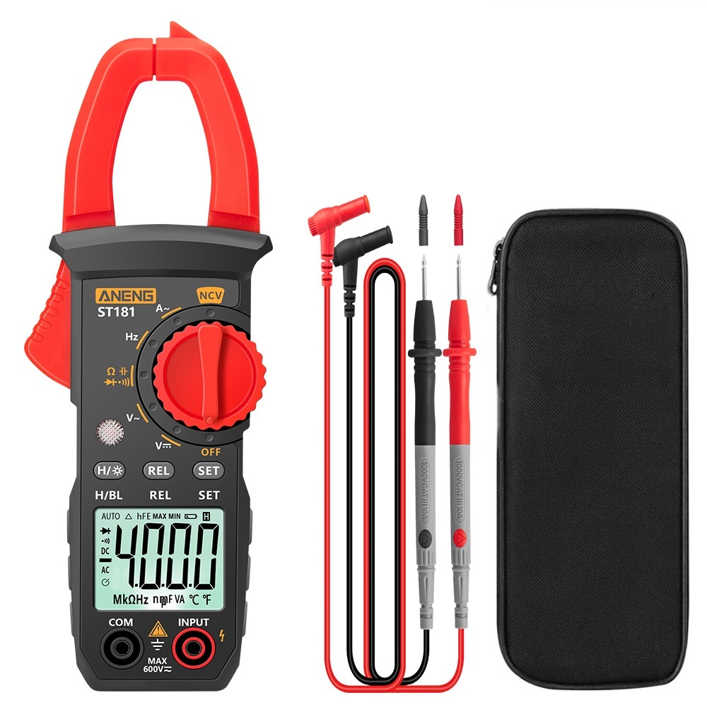 ST181 Digital Clamp Meter DC/AC Current 4000 Counts Multimeter Ammeter Voltage Tester Car Amp Hz Capacitance NCV Ohm Test