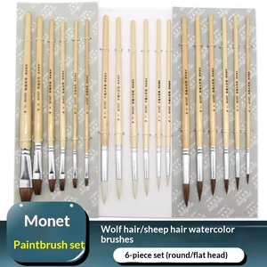 Pinceaux à pointe en poils de loup pour aquarelle, manche court en bois, pour la <span class=keywords><strong>gouache</strong></span> et la peinture pour débutants - Product Image 2