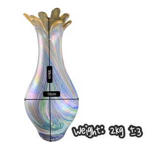 Vase de table en verre soufflé à la main de grande taille, style européen, métallique, coloré, personnalisé pour la décoration de la maison, du bureau et des mariages GD-AL-027 E - Product Image 2