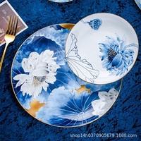 Service de vaisselle en porcelaine fine de Jingdezhen, style chinois moderne, luxe léger, esthétique raffinée, compatible micro-ondes, ensemble de bols et assiettes, idéal pour les cadeaux de déménagement et les occasions professionnelles