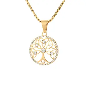 Yiwu DAICY New Design Celtic knot 18k Gold Stainless Steel Jewellery Pendant Diamond Hip Hop Tree of Life Necklace Pendant