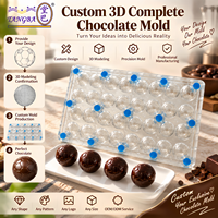 Moule à chocolat Tangba personnalisé magnétique 2-en-1 en forme de ballon de football 3D, en polycarbonate, 32 cavités, 15g, démoulage facile, qualité alimentaire FDA LFGB
