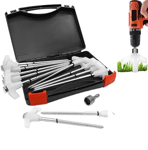 15 piquets de tente robustes en acier galvanisé, qui brillent dans le noir, avec étui en plastique pour autres accessoires de camping - Product Image 1