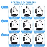 Station de recharge mobile de niveau 2 TYPE 2 avec écran OLCD, chargeur EV portable pour Tesla