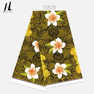 ムムドレス、サロング用の卸売トロピカルフランジパニ柄島柄デジタルプリントポリエステル生地 - Product Image 2