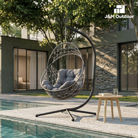 Fauteuil suspendu coulissant en rotin en forme d'œuf J&M pour extérieur, toutes saisons, mobilier moderne de camping, jardin, patio, balcon, parc