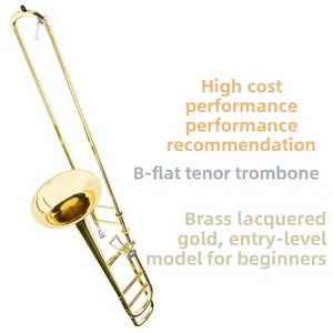 Trombón <span class=keywords><strong>Tenor</strong></span> EarlMann BB con Vara Deslizante y Acabado en Laca Dorada para Interpretaciones de Banda de Metales - Product Image 3