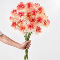 Vente en gros de chrysanthèmes en soie réalistes à 3 têtes, branche flexible, fleurs artificielles pour mariage