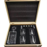 Juego de 5 Decantadores de Whisky en Caja de Regalo, Decantador de Whisky Personalizado con 4 Vasos de Whisky y 8 Piedras en Caja de Madera