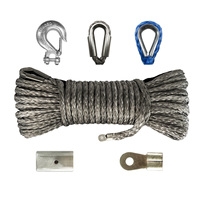 Câble de treuil synthétique 12000 lbs 1/4" x 50' avec crochet pour ATV, UTV, 4x4, ligne de récupération tout-terrain
