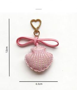 PU Leather Ocean Series Shell Keychain <b>Bag</b> Pendants Creative Fashionable <b>Bag</b> <b>Charm</b> Car Hanging Decoration - Product Image 4