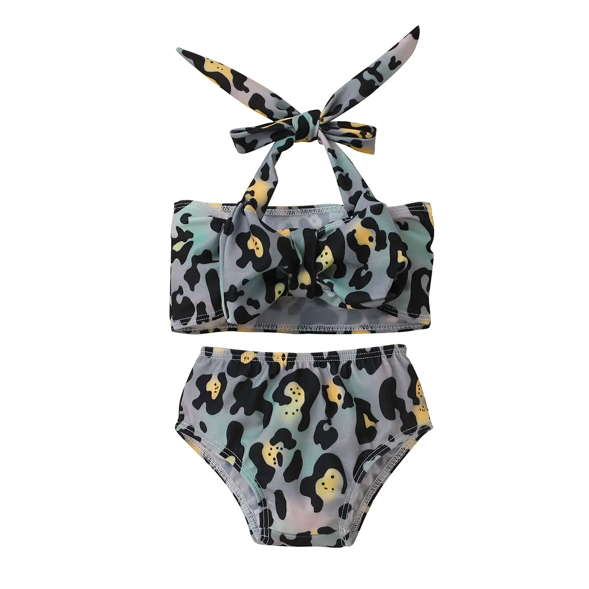 Boutique Fashion Zweiteiliges Bikini-Set Kinder Leopard Bow Design Condole Bade bekleidung Sexy Cute Toddler Girls Bademode Badeanzug für Bab