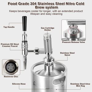 Macchina per Caffè Nitro Cold Brew da 64oz con <span class=keywords><strong>Valvola</strong></span> di Sicurezza e Rubinetto per Crema per Amanti del Caffè - Product Image 3