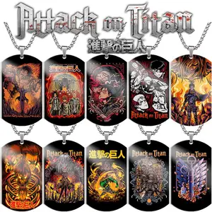 Japanese Anime Peripherals Attack On Titan Color Printing Stainless Steel Necklace