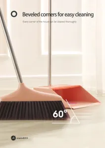 Upright Standing Dustpan With Extendable Broomstick Easy Sweeping Broom And Dustpan Set Cleaning Tools