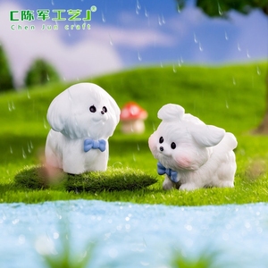 Décorations créatives, petit chien blanc mignon courant sous <span class=keywords><strong>la</strong></span> pluie, accessoires décoratifs DIY, mini-ornements de bureau pour voiture - Product Image 4