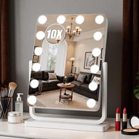 Miroir de maquillage rectangulaire à 14 ampoules LED, rotatif à 360°, pour table de maquillage, chambre à coucher