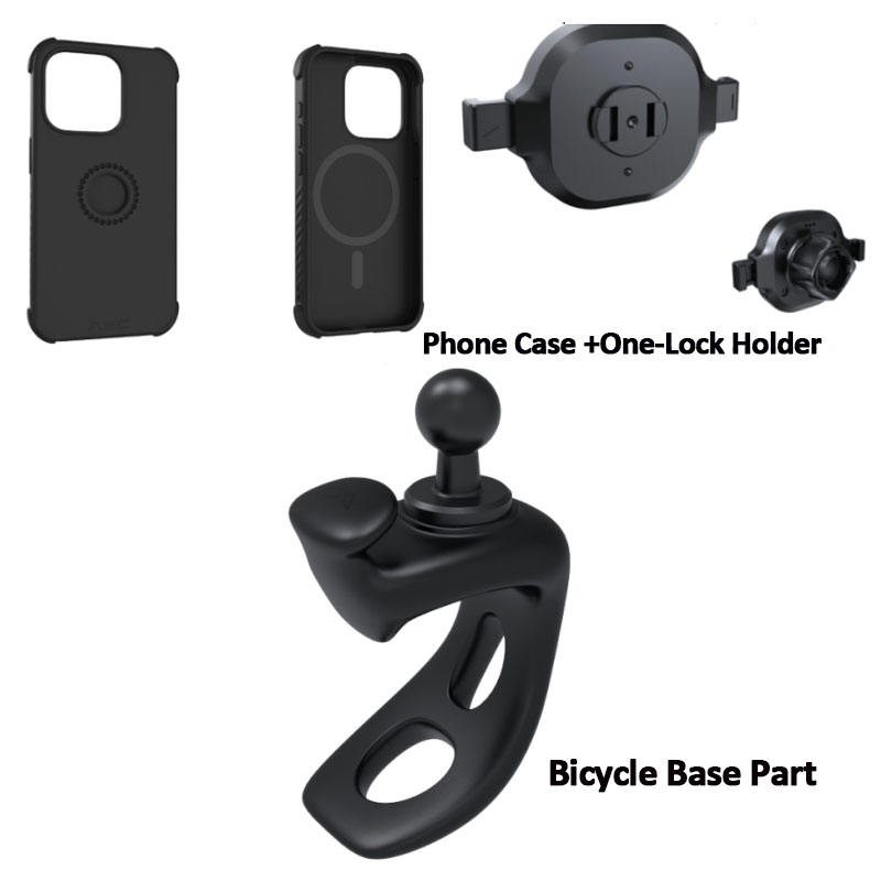 Black-Bicycle Base Part+Phone Case+One-Lock Holder