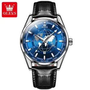 OLEVS-9926 Fashion Luxury Quartz Watch Men PU Leather Strap Watches Novo Relógio De Pulso Masculino