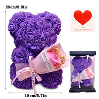 Ge conserveerde eeuwige roos teddybeer bloemenboeket cadeaudoos, Valentijnsdag verjaardag creatieve romantische verrassing groothandel