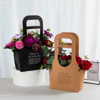 Boîtes portables personnalisées pour fleurs en papier kraft recyclable, sacs d'emballage pour fleurs, plantes, bouquets de fleurs fraîches