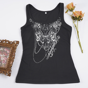 Women's Black Graphic Tank <b>Top</b> Streetwear Style Color-Blocked Chain Print Square Neck Sleeveless <b>Top</b> for Daily Casual Wear - Product Image 6