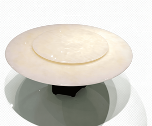Mesa de Comedor Redonda de Piedra Natural Ónix Blanco con Base Giratoria Lazy Susan, Muebles de Comedor de Lujo para Casa o Villa, Muebles para el Hogar de 8 Plazas - Product Image 1