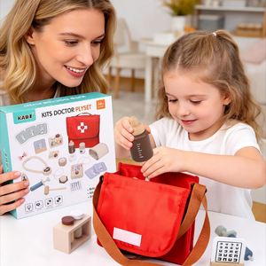 Wooden Mini Kit Kids Medical Play Set for Toddlers With Stethoscope, Syringe, Doctor <b>Bag</b>, Blood Pressure Cuff - Product Image 6