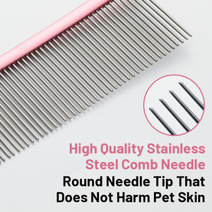 Pettini professionali per <span class=keywords><strong>la</strong></span> toelettatura ricurvi per animali domestici con denti radi con denti radi e denti densi aprono il nodo - Product Image 4