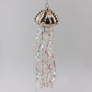 Organismo marino hecho a mano de 8,5 cm, decoración navideña, dibujo de colores, medusas de cristal, adornos colgantes, soplado para fiesta de año nuevo - Product Image 3