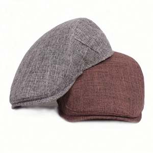Casquette Gatsby unisexe marron unie plate style newsboy/béret/cabbie - Product Image 1