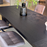 Table à manger NORYA de style farmhouse moderne avec finition en bois foncé et base en X pour salle à manger, chaise et table en bois