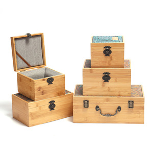 Juego de Cajas de Almacenamiento de Bambú Apilables Rectangulares con Cierres Metálicos para Empaque de Regalos y Uso Artesanal - Product Image 1